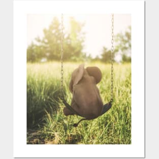 Baby Elephant on Swing Posters and Art